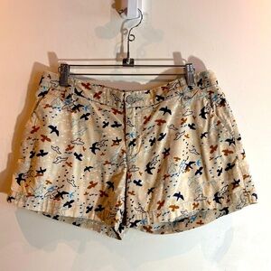 PATAGONIA Sz 6 98% Organic Cotton Birds Pattern Casual Athleisure Shorts